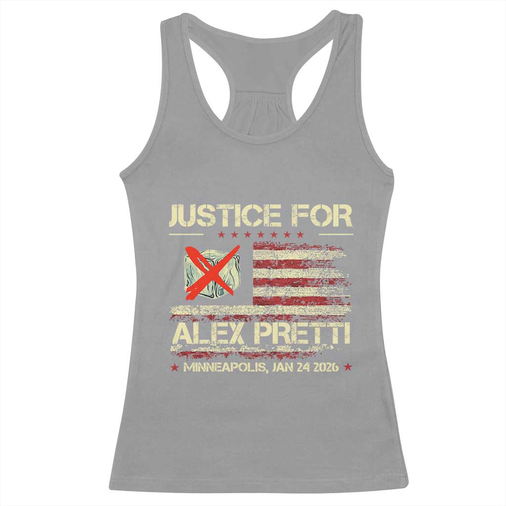 Justice for Alex Pretti Abolish Ice Protest Racerback Tank Top Minneapolis Jan 24 2026 American Flag