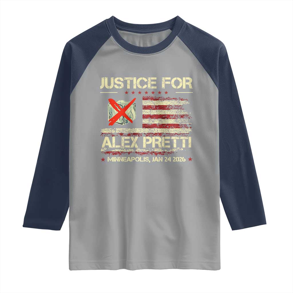 Justice for Alex Pretti Abolish Ice Protest Raglan Shirt Minneapolis Jan 24 2026 American Flag