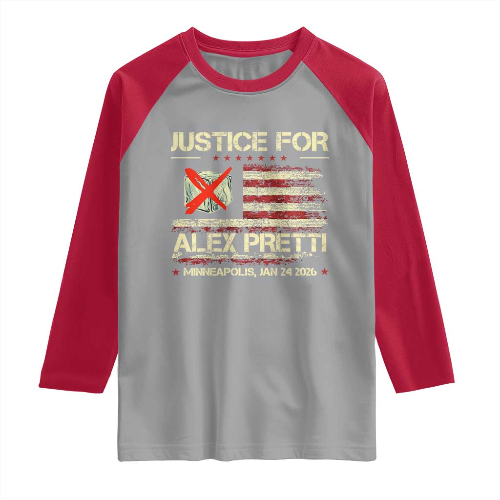 Justice for Alex Pretti Abolish Ice Protest Raglan Shirt Minneapolis Jan 24 2026 American Flag