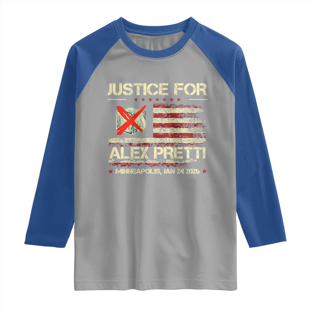 Justice for Alex Pretti Abolish Ice Protest Raglan Shirt Minneapolis Jan 24 2026 American Flag