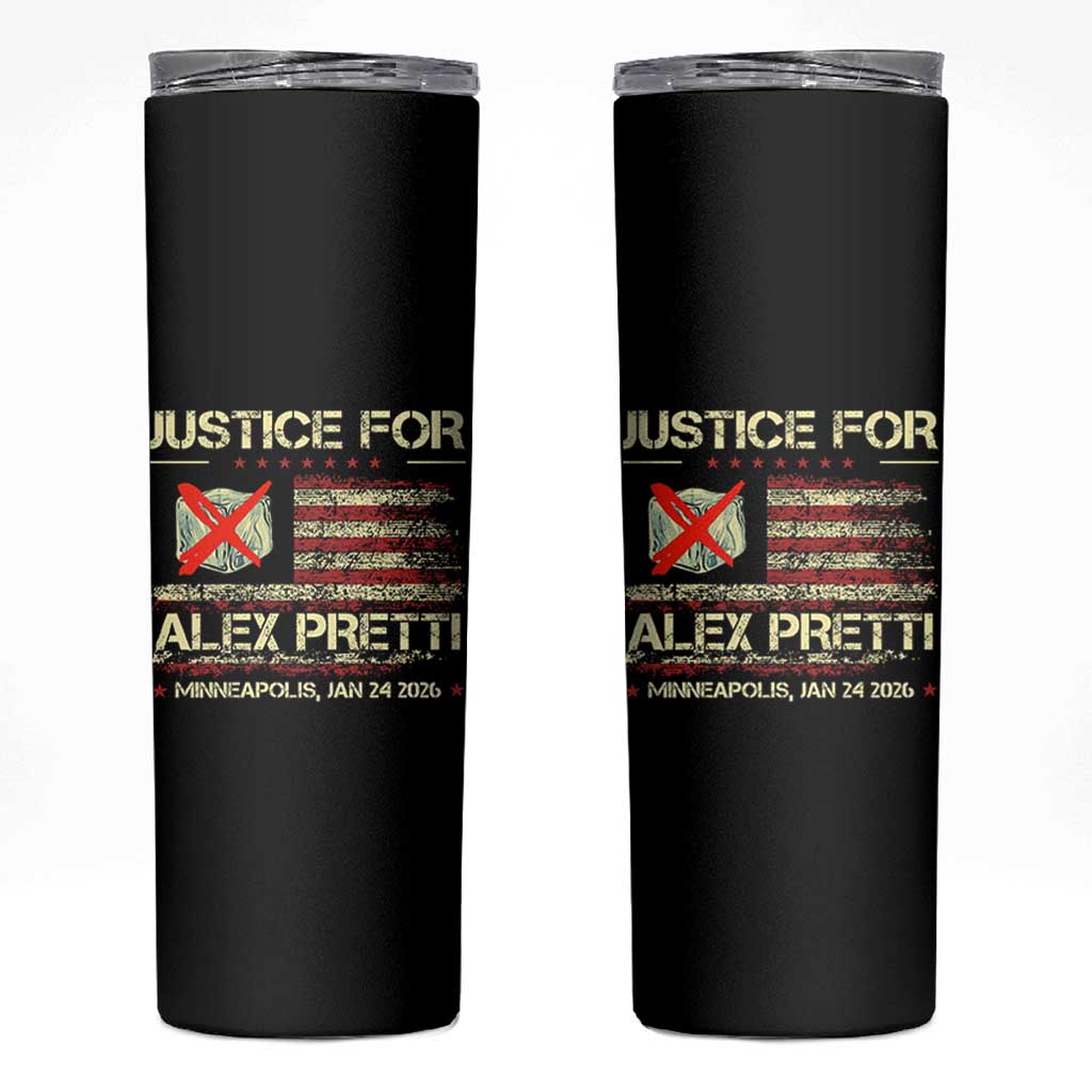 Justice for Alex Pretti Abolish Ice Protest Skinny Tumbler Minneapolis Jan 24 2026 American Flag