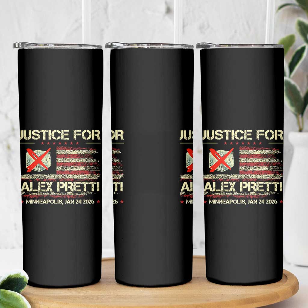 Justice for Alex Pretti Abolish Ice Protest Skinny Tumbler Minneapolis Jan 24 2026 American Flag