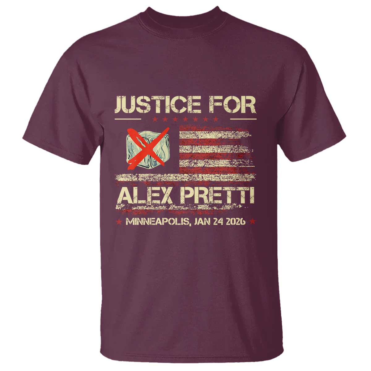 Justice for Alex Pretti Abolish Ice Protest T Shirt Minneapolis Jan 24 2026 American Flag