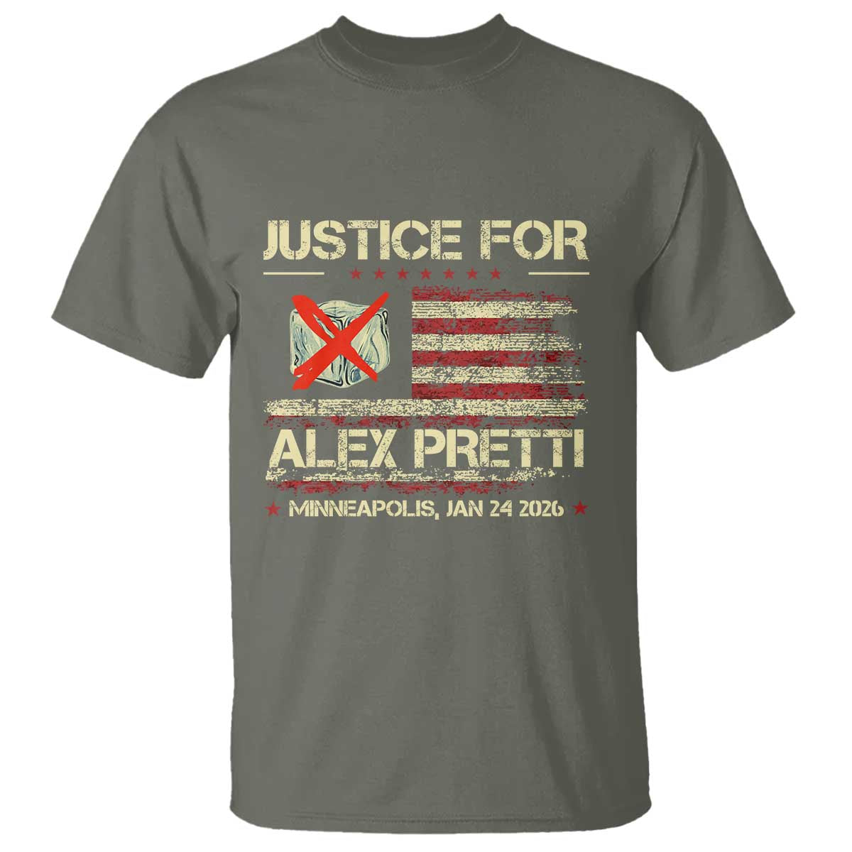 Justice for Alex Pretti Abolish Ice Protest T Shirt Minneapolis Jan 24 2026 American Flag