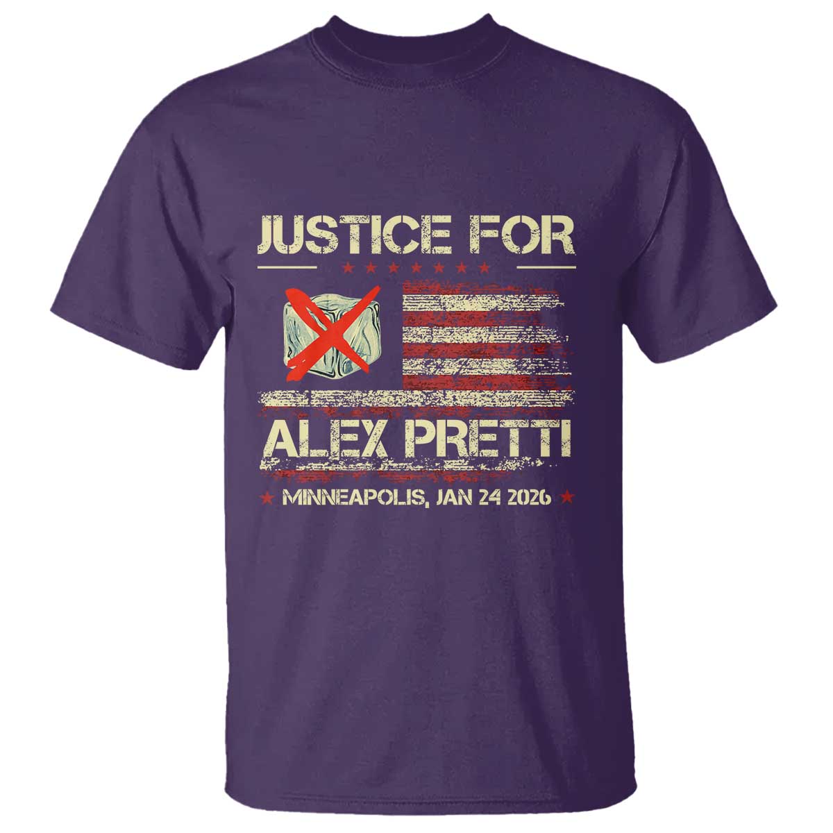 Justice for Alex Pretti Abolish Ice Protest T Shirt Minneapolis Jan 24 2026 American Flag