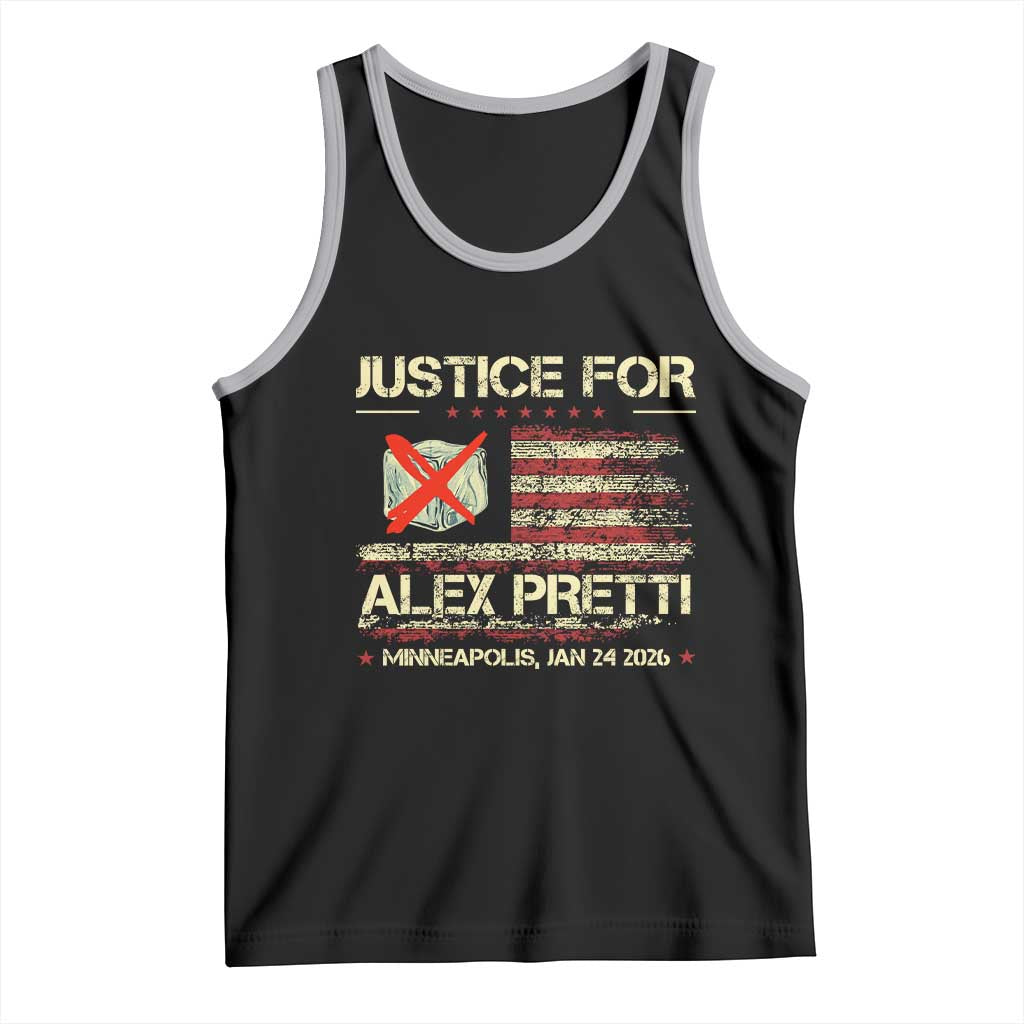 Justice for Alex Pretti Abolish Ice Protest Tank Top Minneapolis Jan 24 2026 American Flag