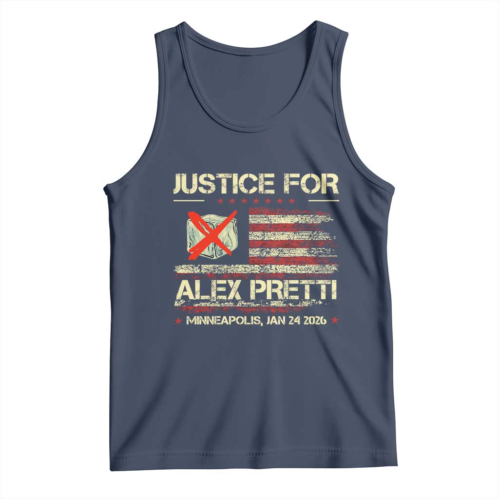 Justice for Alex Pretti Abolish Ice Protest Tank Top Minneapolis Jan 24 2026 American Flag