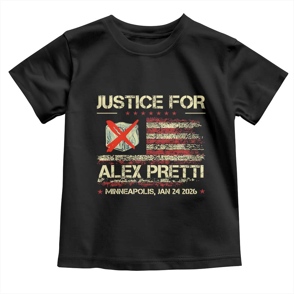 Justice for Alex Pretti Abolish Ice Protest Toddler T Shirt Minneapolis Jan 24 2026 American Flag
