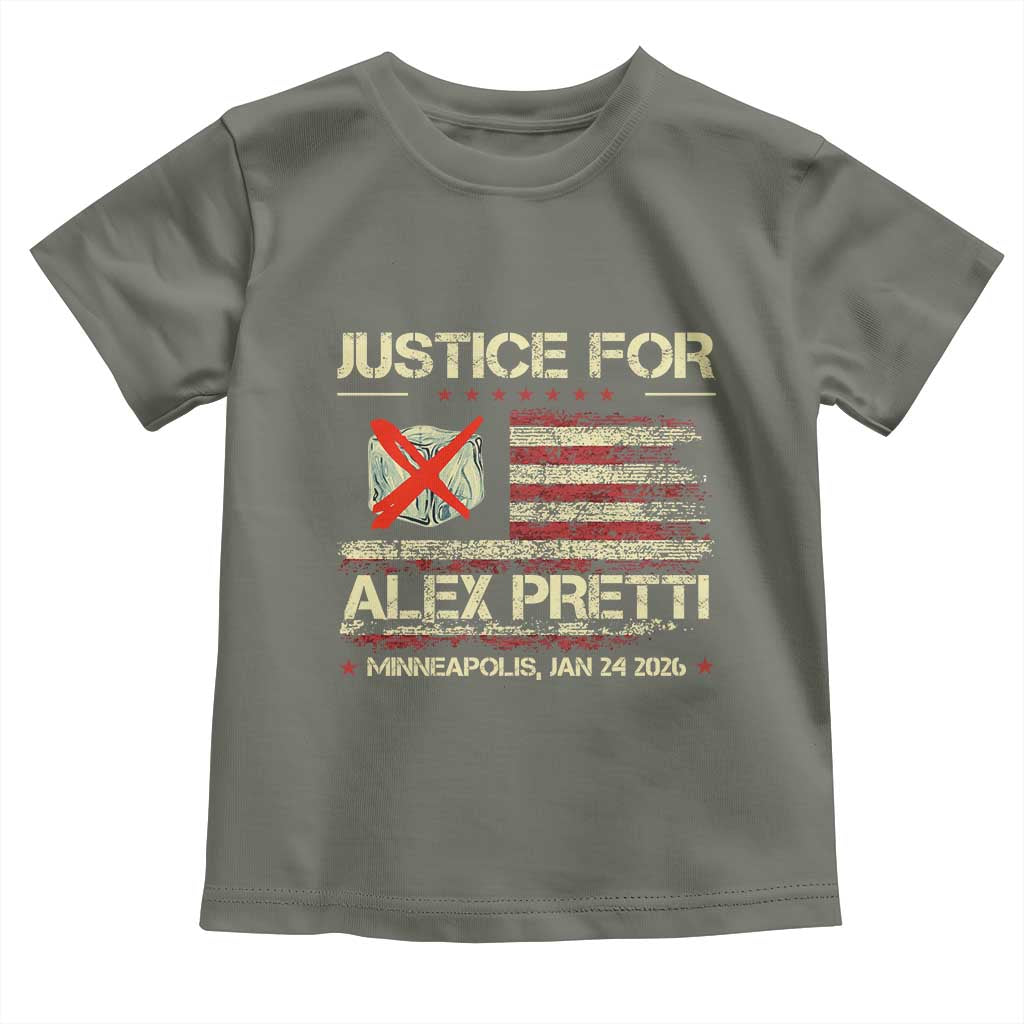 Justice for Alex Pretti Abolish Ice Protest Toddler T Shirt Minneapolis Jan 24 2026 American Flag