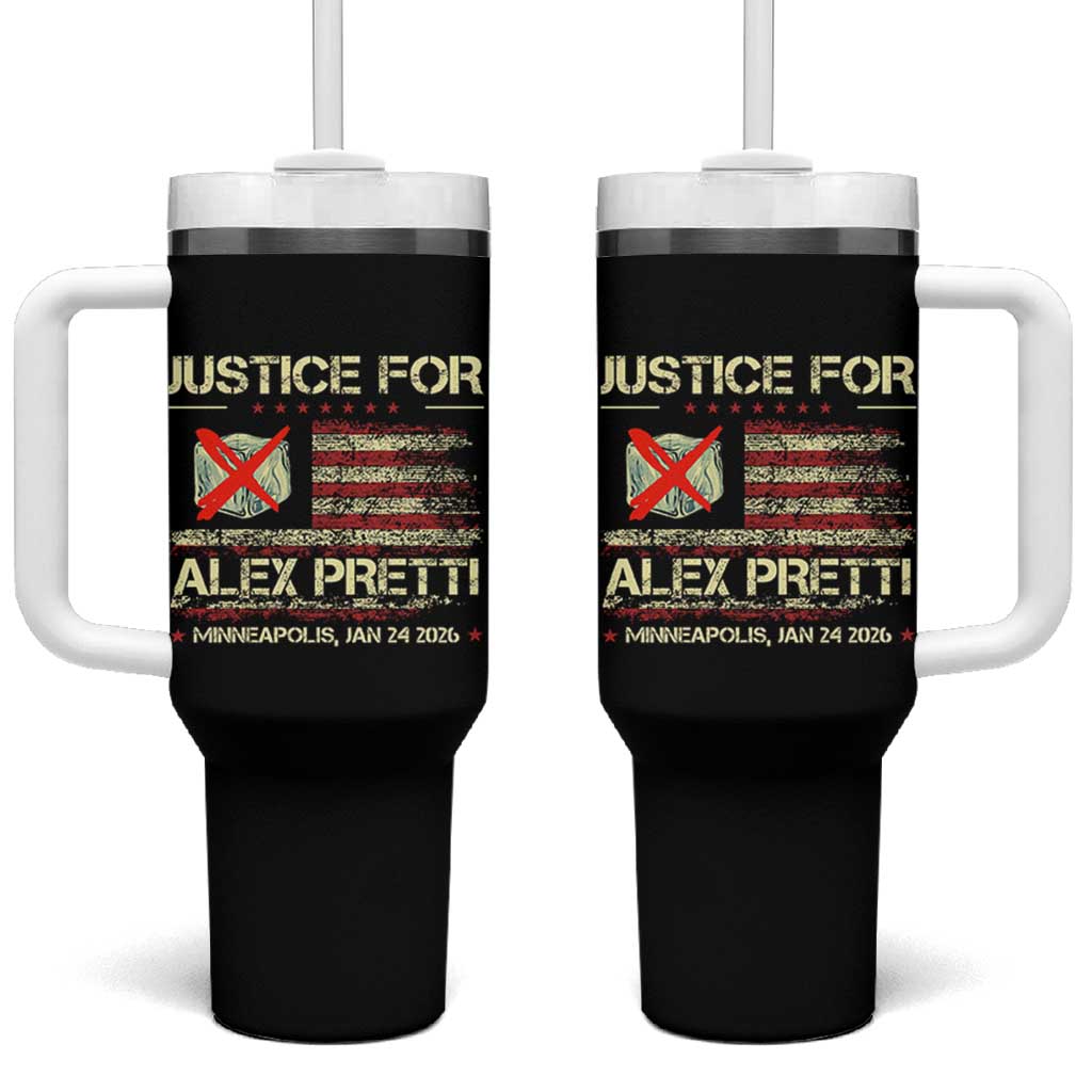 Justice for Alex Pretti Abolish Ice Protest Tumbler With Handle Minneapolis Jan 24 2026 American Flag