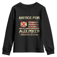 Justice for Alex Pretti Abolish Ice Protest Youth Sweatshirt Minneapolis Jan 24 2026 American Flag
