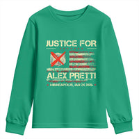 Justice for Alex Pretti Abolish Ice Protest Youth Sweatshirt Minneapolis Jan 24 2026 American Flag