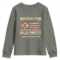 Justice for Alex Pretti Abolish Ice Protest Youth Sweatshirt Minneapolis Jan 24 2026 American Flag
