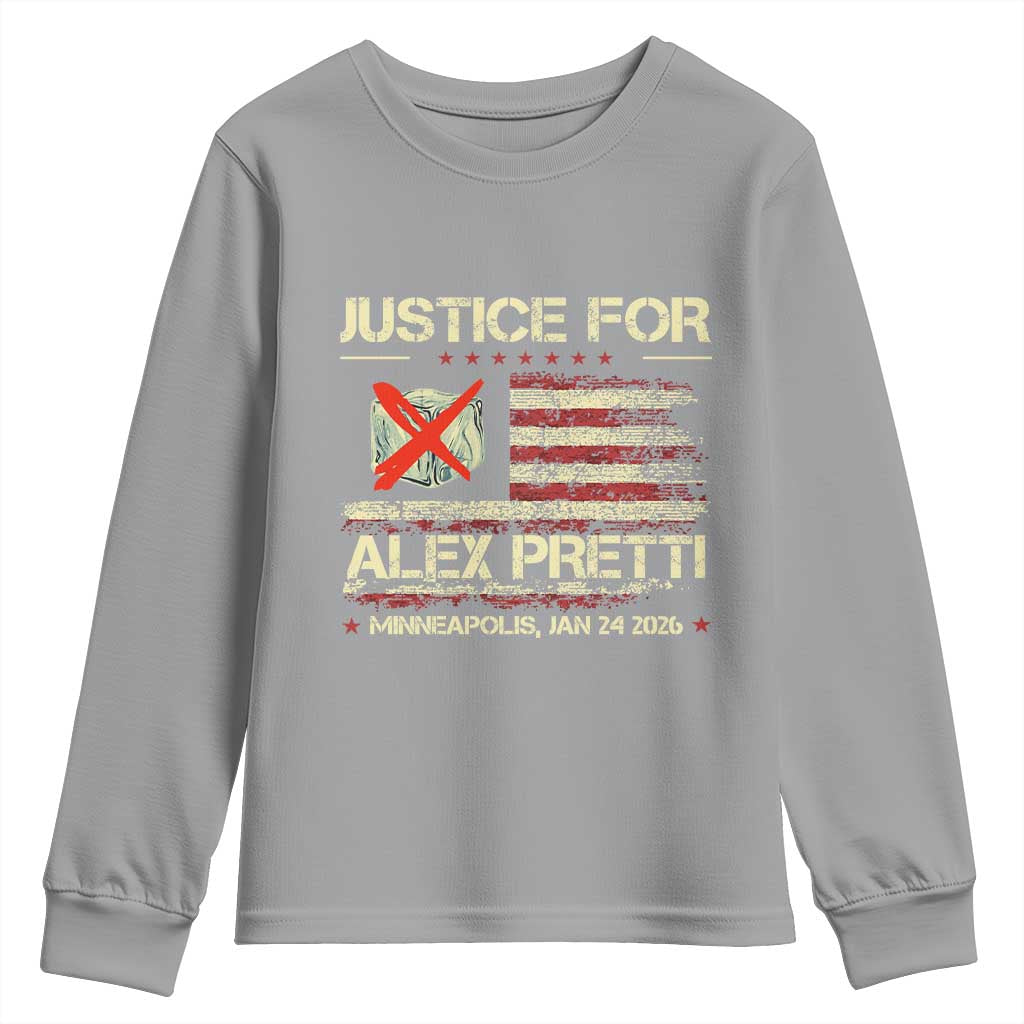 Justice for Alex Pretti Abolish Ice Protest Youth Sweatshirt Minneapolis Jan 24 2026 American Flag