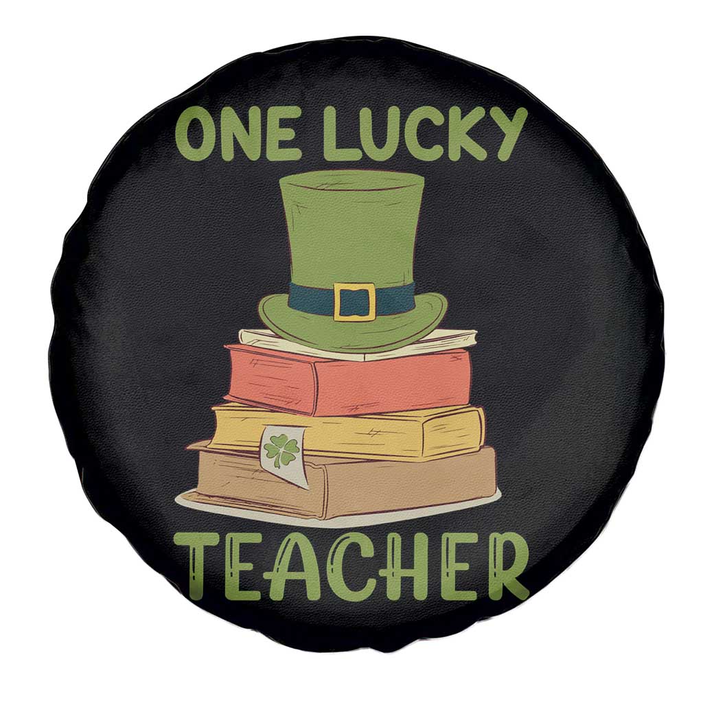 One Lucky Teacher St Patrick’s Day Spare Tire Cover Lepreachaun Hat with Books Reading