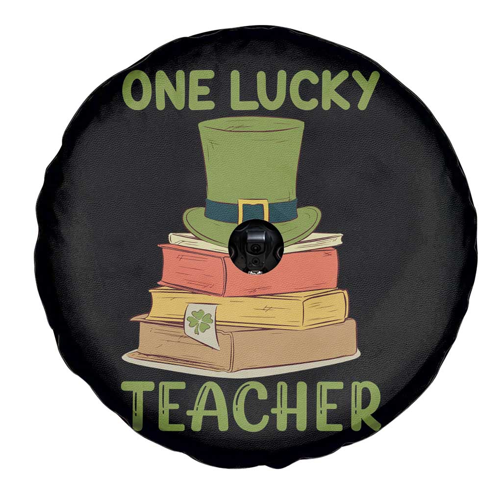 One Lucky Teacher St Patrick’s Day Spare Tire Cover Lepreachaun Hat with Books Reading