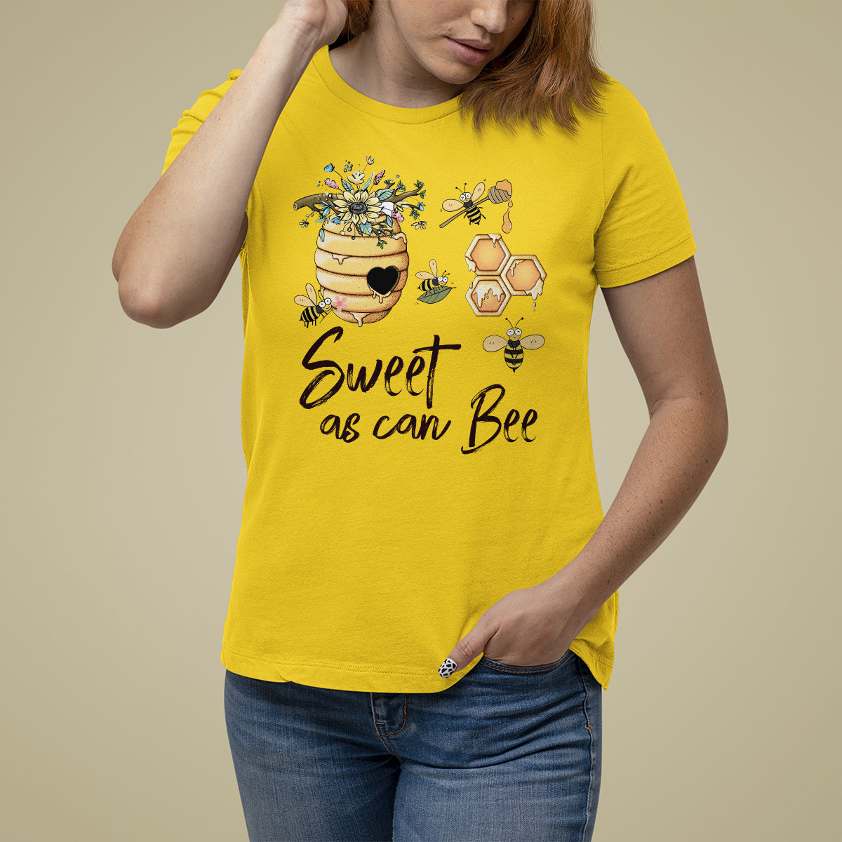 Sweet As Can Bee Floral Beehive Honey Bee Baby Shower Gender Reveal Mother's Day Shirt, Funny Bee T-shirt, Bee Lover Gift, Insect Shirts T Shirt For Women - Wonder Print Shop