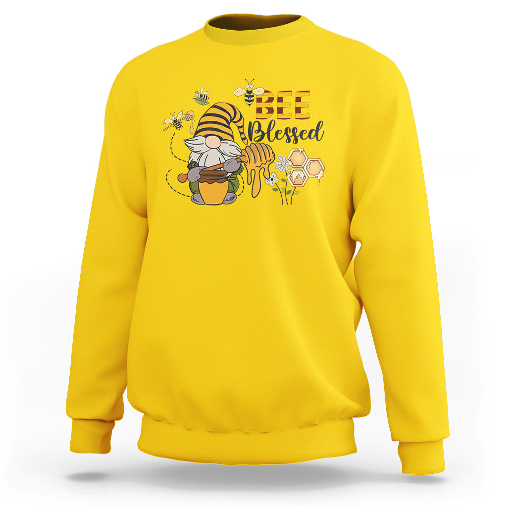 Bee Blessed Cute Bee Gnome With Honey Jar Beekeeper Shirt, Bee T-shirt, Gnome Tee, Bee Lover Gift, Insect Shirts, Spiritual Shirt Sweatshirt - Wonder Print Shop