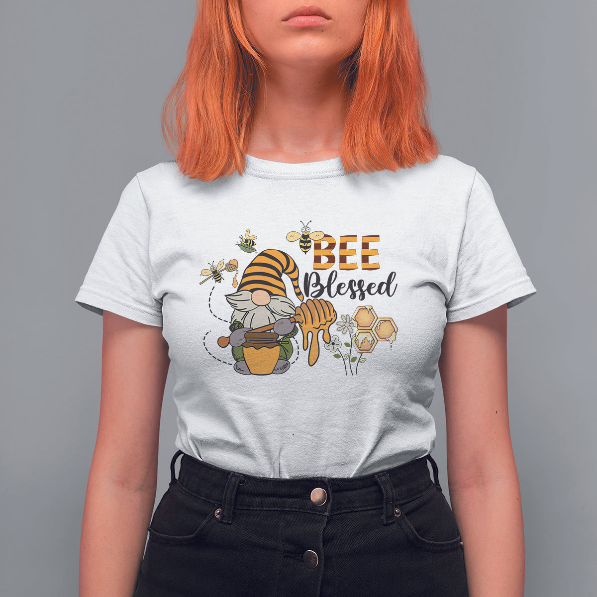 Bee Blessed Cute Bee Gnome With Honey Jar Beekeeper Shirt, Bee T-shirt, Gnome Tee, Bee Lover Gift, Insect Shirts, Spiritual Shirt T Shirt For Women - Wonder Print Shop