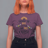 Though She Bee Little She Bee Fierce Sunflowers and Bees Inspirational Bee Pun Shirt, Bee T-shirt, Bee Lover Gift, Insect Shirts, Spiritual Shirt T Shirt For Women - Wonder Print Shop