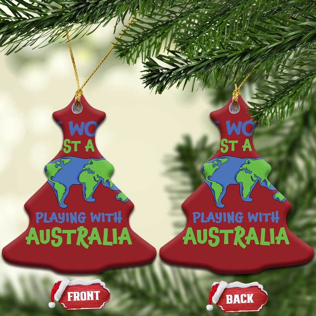 Funny Cat Christmas Ornament The World Is A Cat Playing With Australia - Wonder Print Shop