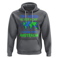 Funny Cat Hoodie The World Is A Cat Playing With Australia - Wonder Print Shop