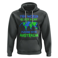 Funny Cat Hoodie The World Is A Cat Playing With Australia - Wonder Print Shop