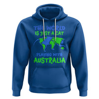 Funny Cat Hoodie The World Is A Cat Playing With Australia - Wonder Print Shop