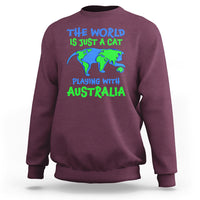 Funny Cat Sweatshirt The World Is A Cat Playing With Australia - Wonder Print Shop