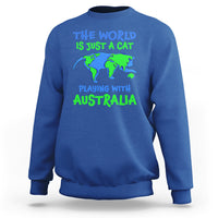 Funny Cat Sweatshirt The World Is A Cat Playing With Australia - Wonder Print Shop