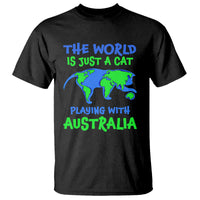 Funny Cat T Shirt The World Is A Cat Playing With Australia - Wonder Print Shop