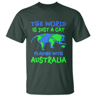 Funny Cat T Shirt The World Is A Cat Playing With Australia - Wonder Print Shop