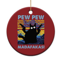 Funny Cat Christmas Ornament Pew Pew Madafakas Retro Vintage Starry Night - Wonder Print Shop