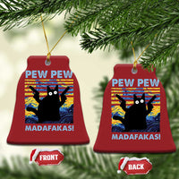 Funny Cat Christmas Ornament Pew Pew Madafakas Retro Vintage Starry Night - Wonder Print Shop