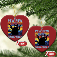 Funny Cat Christmas Ornament Pew Pew Madafakas Retro Vintage Starry Night - Wonder Print Shop