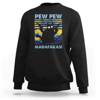 Funny Cat Sweatshirt Pew Pew Madafakas Retro Vintage Starry Night - Wonder Print Shop