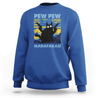 Funny Cat Sweatshirt Pew Pew Madafakas Retro Vintage Starry Night - Wonder Print Shop
