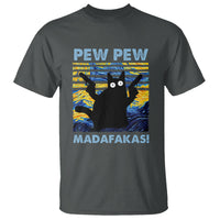 Funny Cat T Shirt Pew Pew Madafakas Retro Vintage Starry Night - Wonder Print Shop