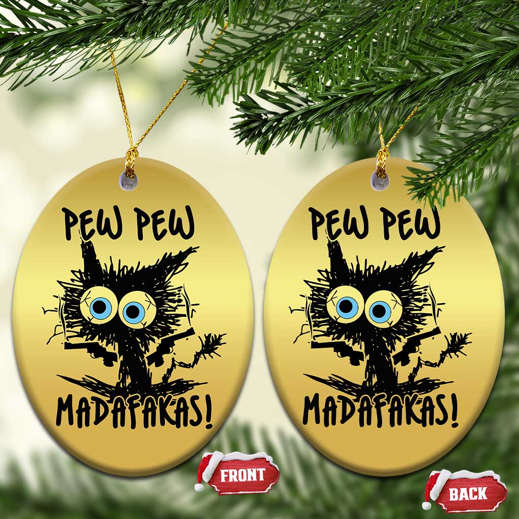 Funny Burnt Cat Christmas Ornament Pew Pew Madafakas - Wonder Print Shop