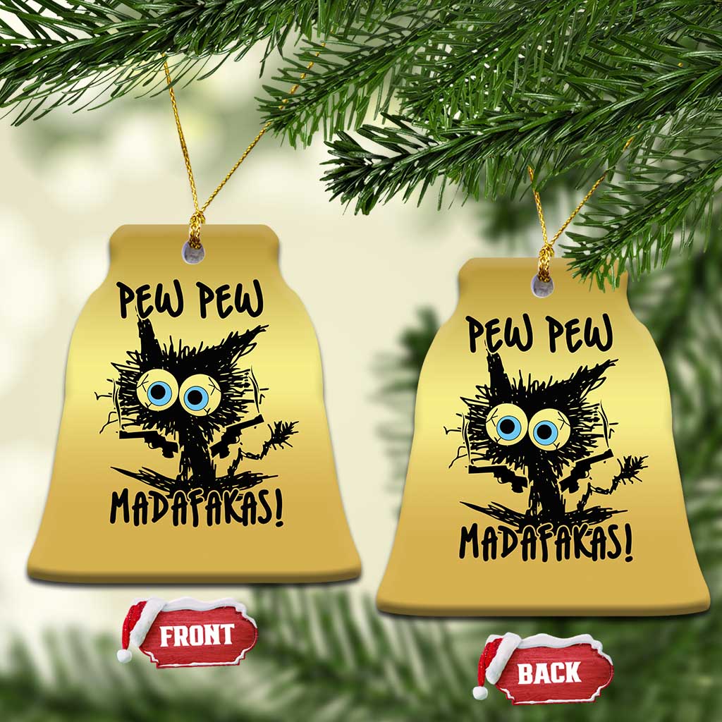Funny Burnt Cat Christmas Ornament Pew Pew Madafakas - Wonder Print Shop