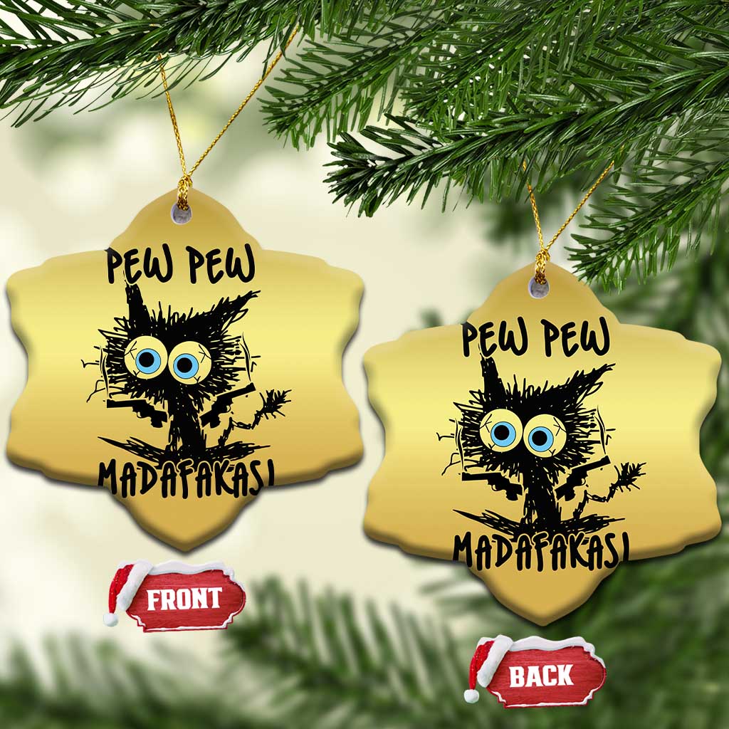 Funny Burnt Cat Christmas Ornament Pew Pew Madafakas - Wonder Print Shop