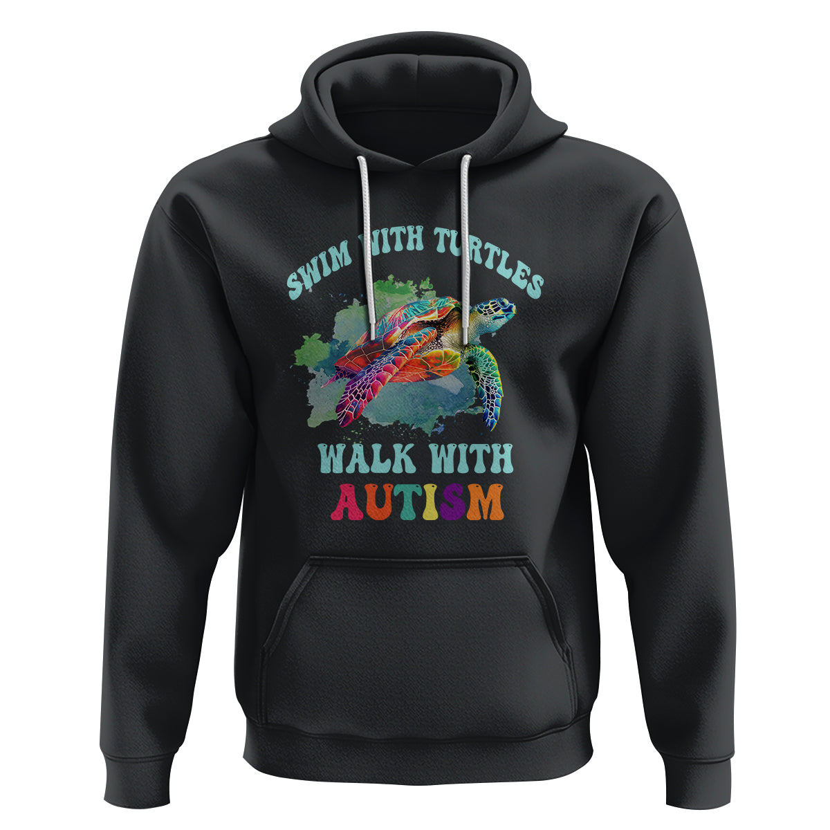 Turtle Autism Acceptance Hoodie Swim With Turtles Walk With Autism - Wonder Print Shop