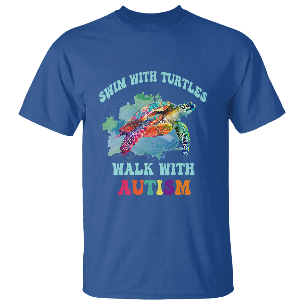 Turtle Autism Acceptance T Shirt Swim With Turtles Walk With Autism - Wonder Print Shop