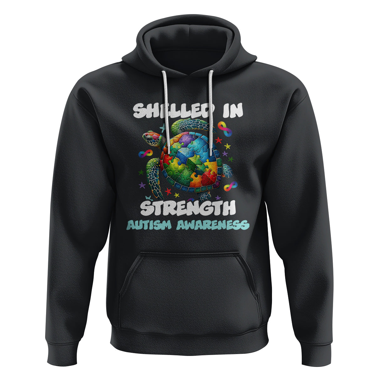 Turtle Autism Acceptance Hoodie Shelled In Strength - Wonder Print Shop