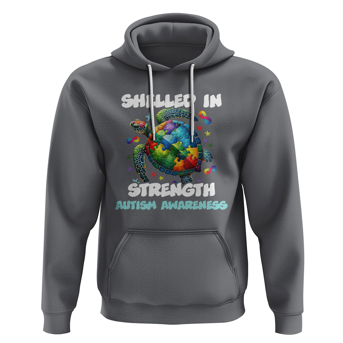 Turtle Autism Acceptance Hoodie Shelled In Strength - Wonder Print Shop