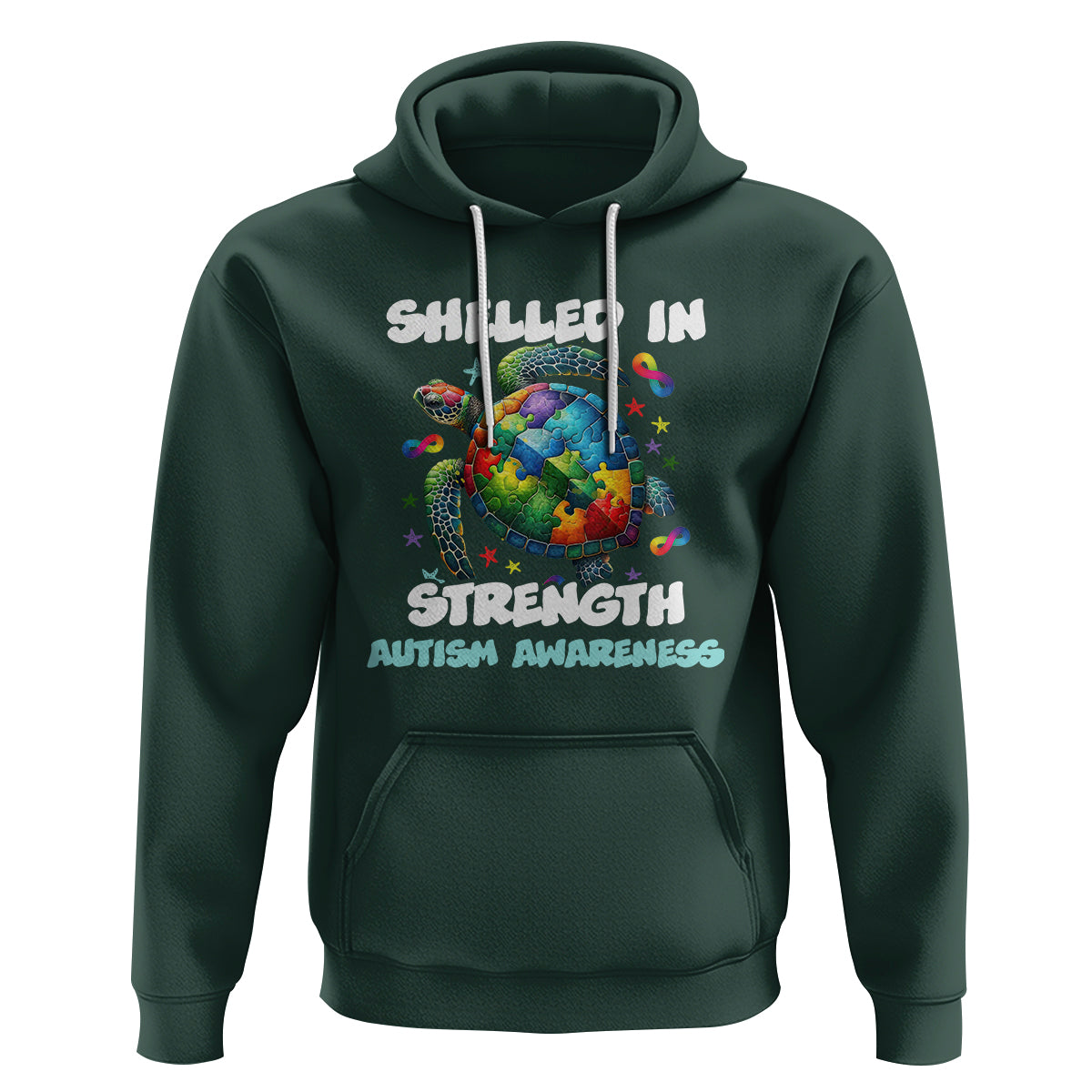 Turtle Autism Acceptance Hoodie Shelled In Strength - Wonder Print Shop