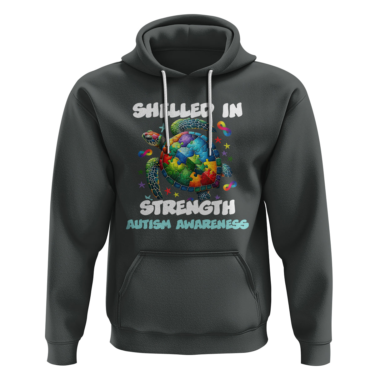 Turtle Autism Acceptance Hoodie Shelled In Strength - Wonder Print Shop