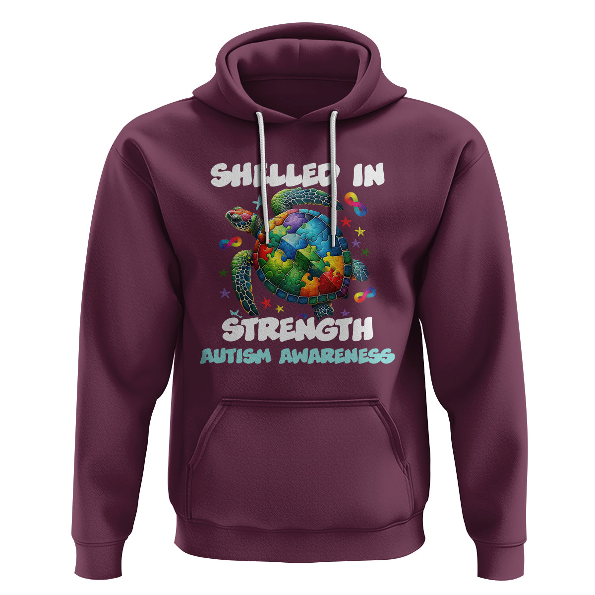 Turtle Autism Acceptance Hoodie Shelled In Strength - Wonder Print Shop
