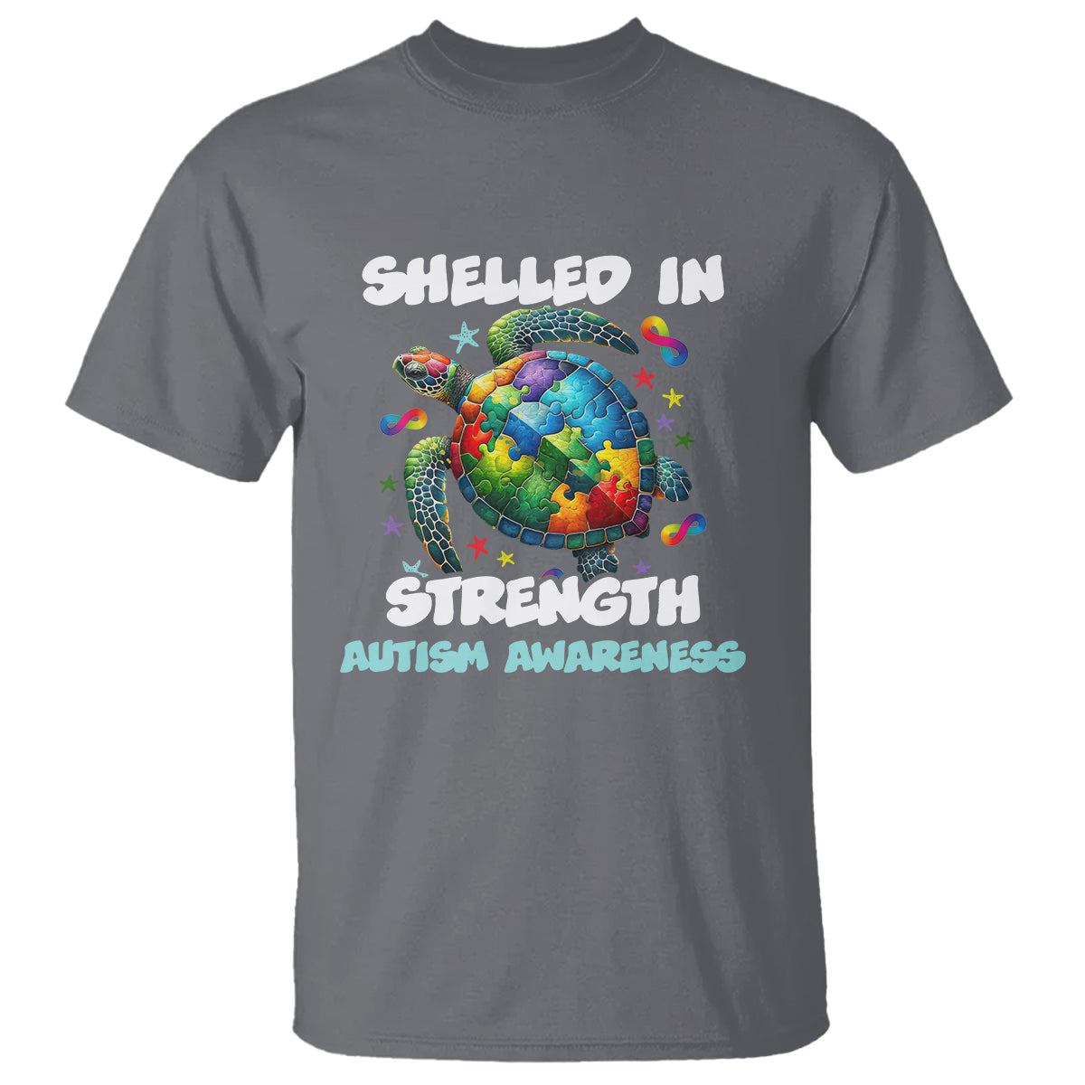 Turtle Autism Acceptance T Shirt Shelled In Strength - Wonder Print Shop