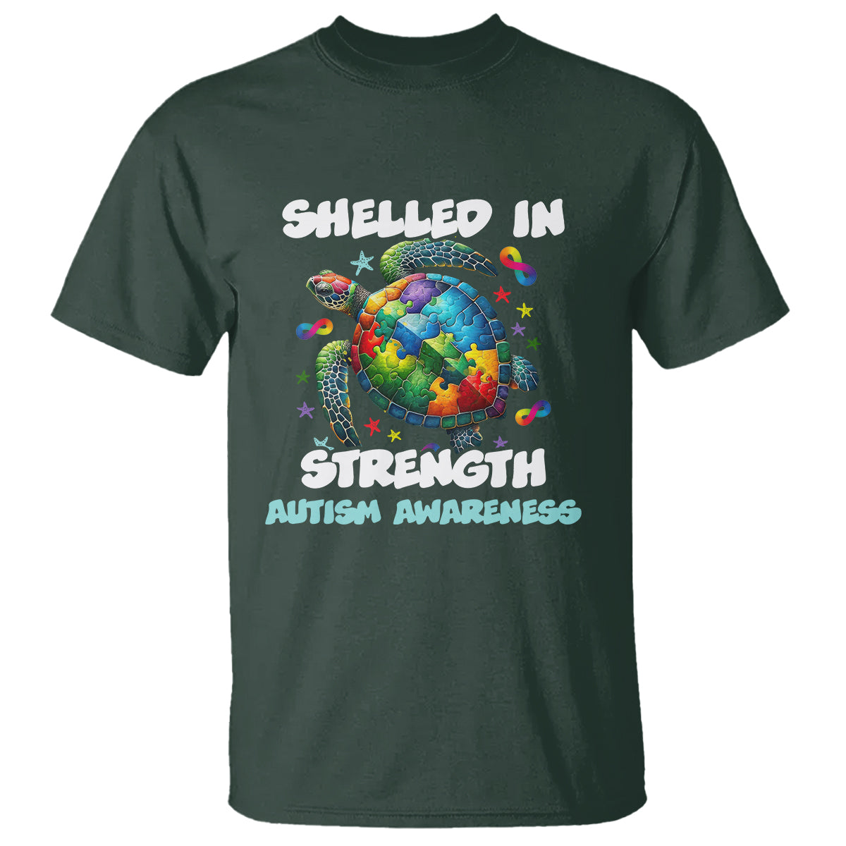 Turtle Autism Acceptance T Shirt Shelled In Strength - Wonder Print Shop